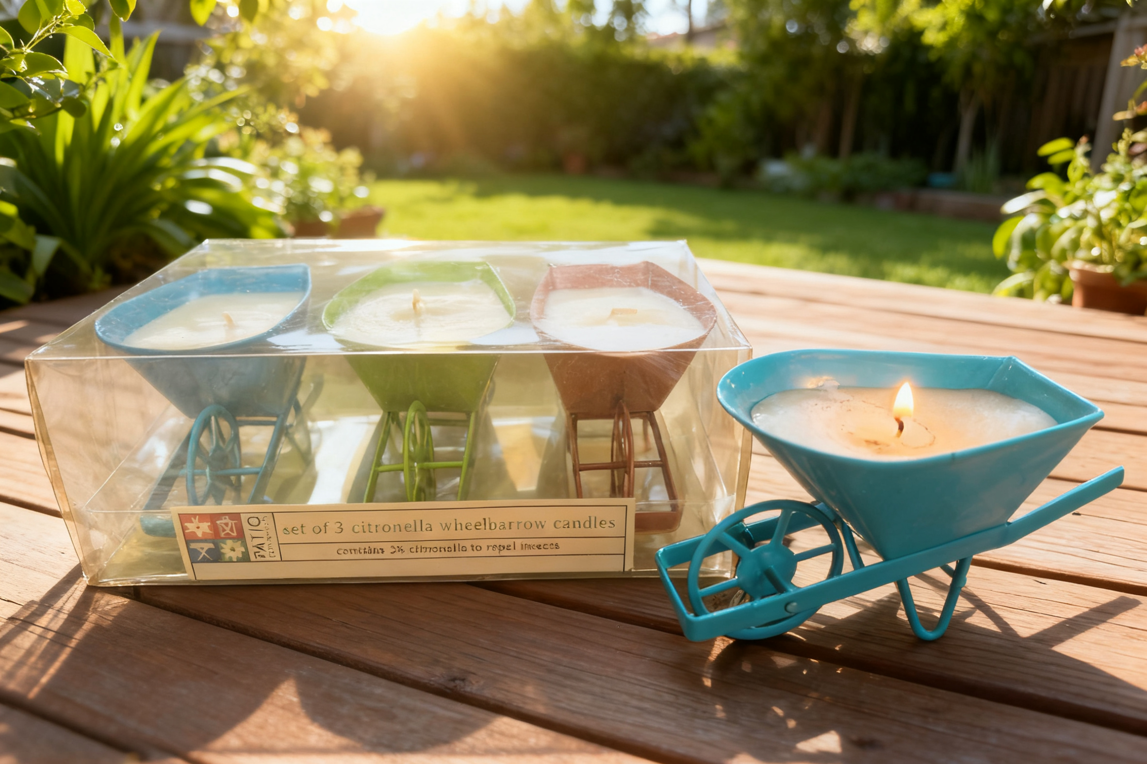 3pk Mini Wheelbarrow Candles - 1